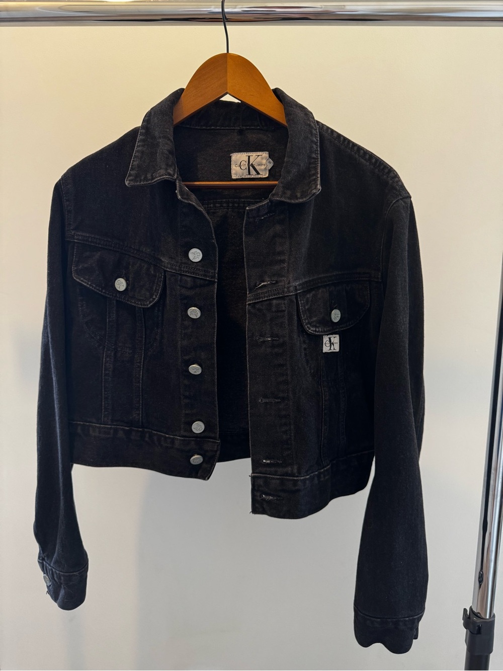 Calvin Klein Black Cropped Denim Jacket